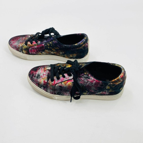 Kenneth Cole Marlow Neutral Floral Metallic Platform Sneaker 6.5 Black Pink Gold - Picture 5 of 9